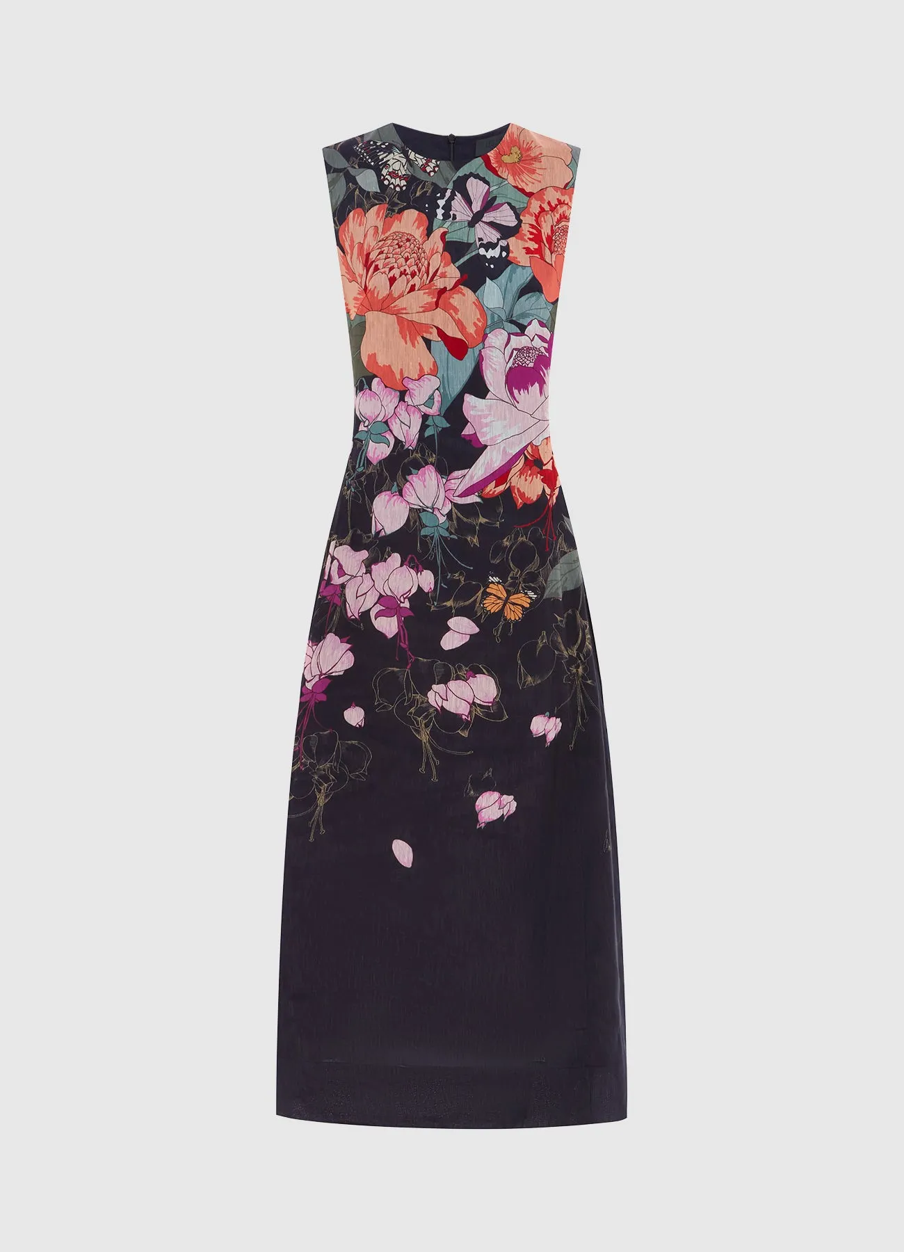 Cleo Printed Sleeveless Midi Dress - Lush in Black sold by LEO LIN