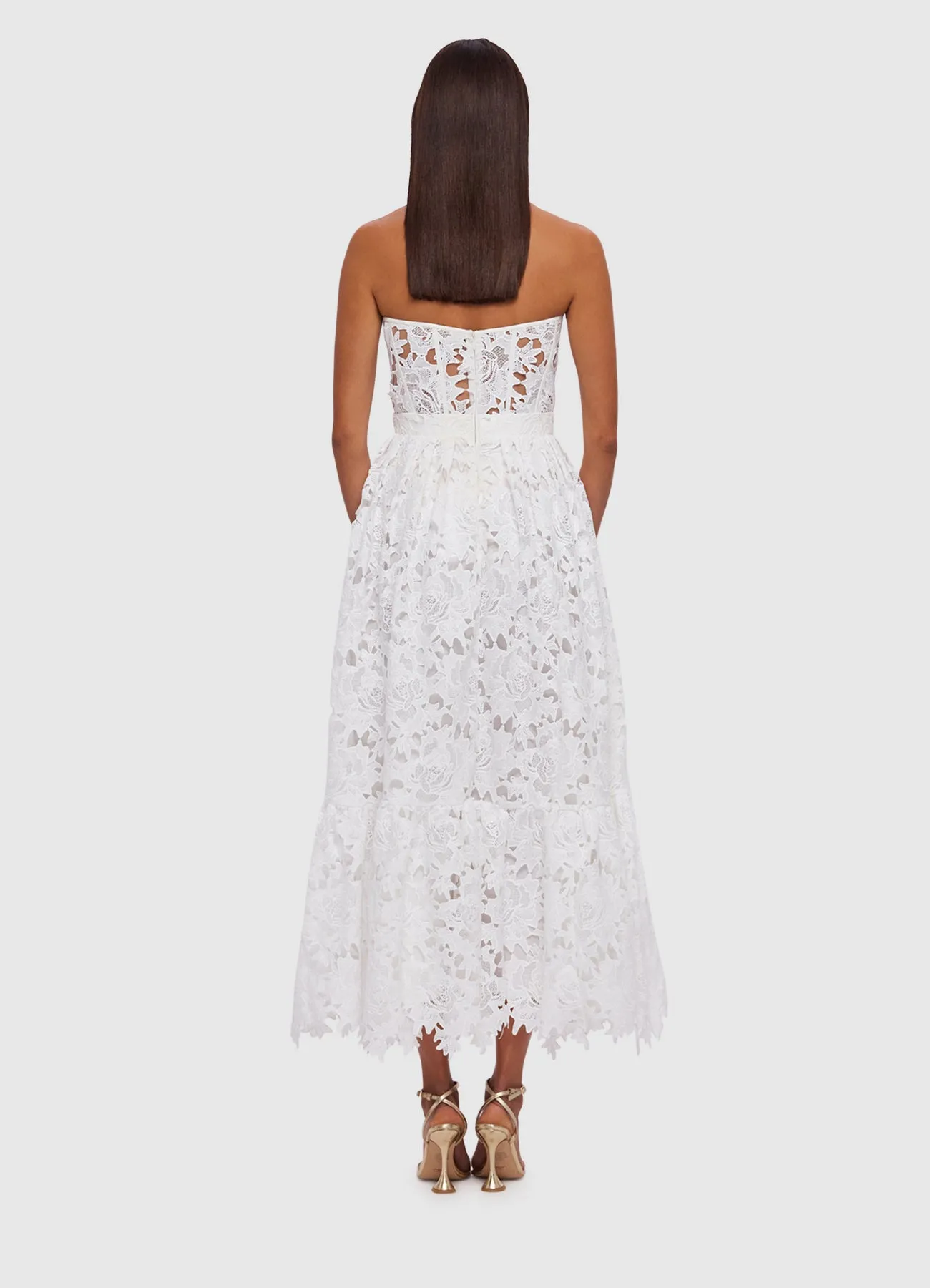 Emilia Lace Bustier Midi Dress - Snow sold by LEO LIN product image thumbnail 4