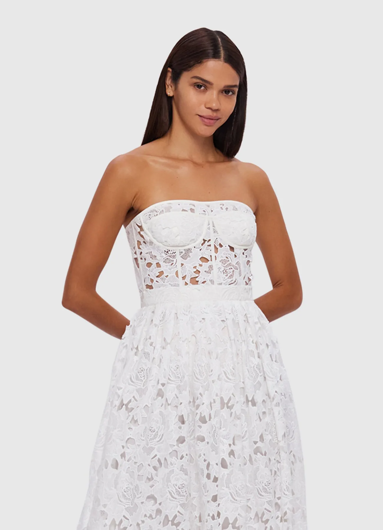 Emilia Lace Bustier Midi Dress - Snow sold by LEO LIN product image thumbnail 5