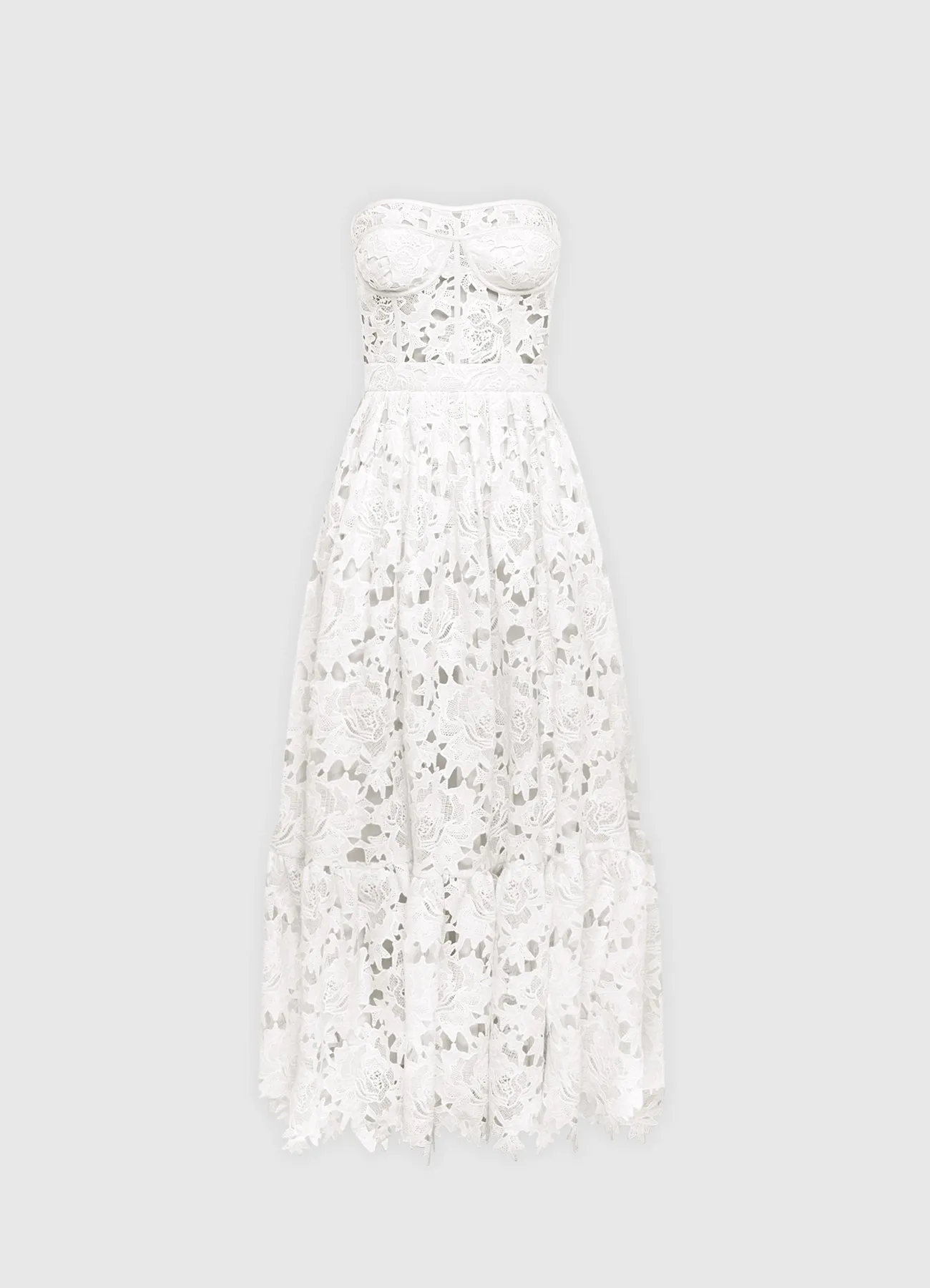 Emilia Lace Bustier Midi Dress - Snow sold by LEO LIN