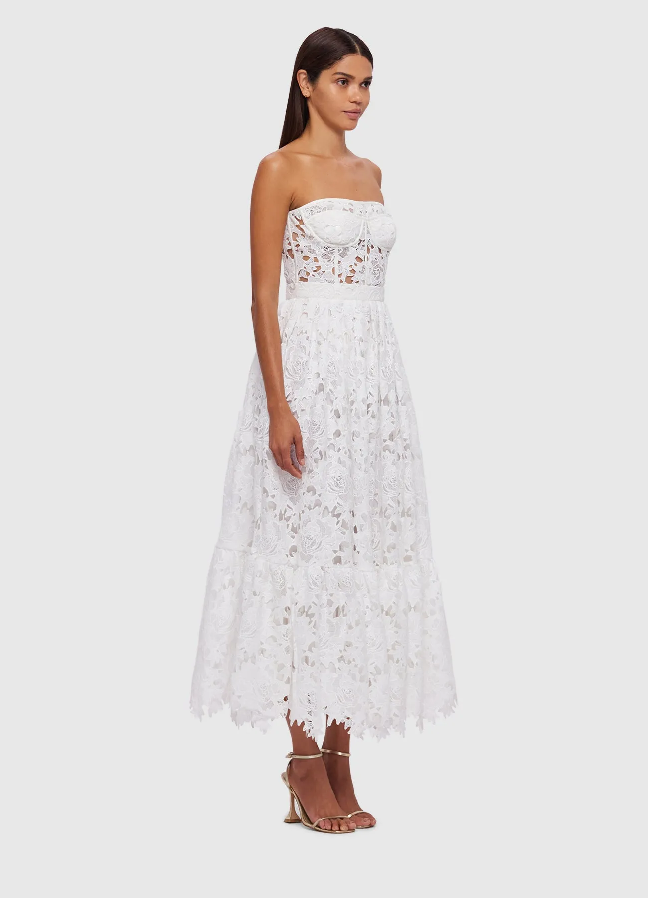 Emilia Lace Bustier Midi Dress - Snow sold by LEO LIN product image thumbnail 3