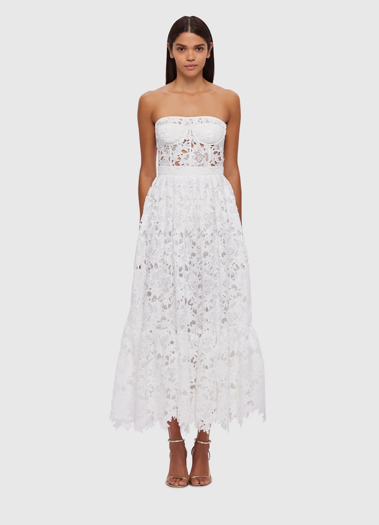 Emilia Lace Bustier Midi Dress - Snow sold by LEO LIN product image thumbnail 2