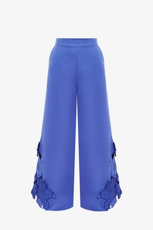 Theodora Appliqué Pants - Lapis sold by LEO LIN