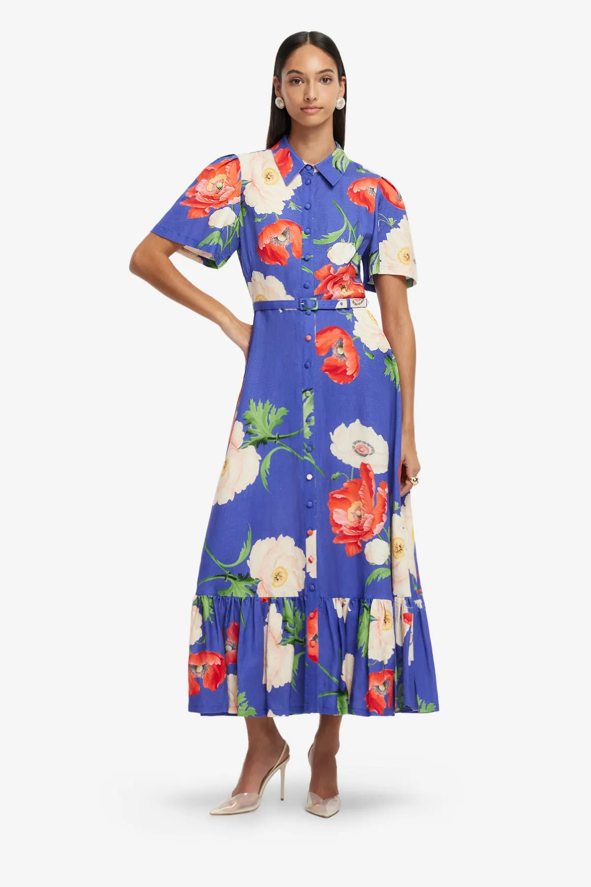 Becca Short Sleeve Midi Dress - Poppy Print sold by LEO LIN product image thumbnail 3