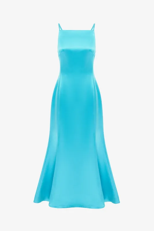 Regina Wool Blend Midi Dress - Aqua made by LEO LIN