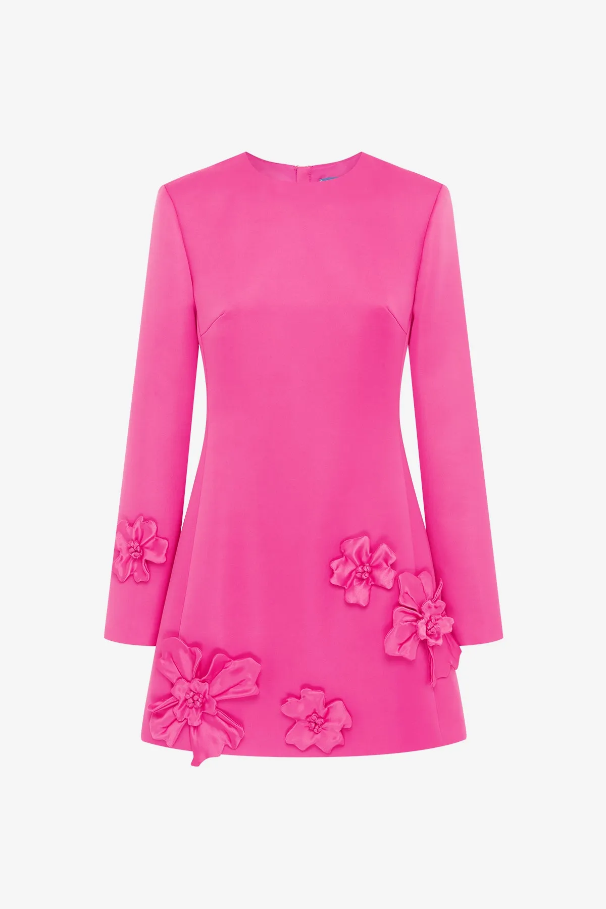 Aliza Long Sleeve Petal Mini Dress - Hot Pink sold by LEO LIN