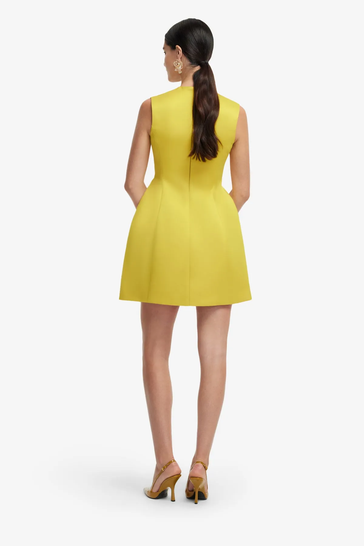 Bree V Neck Embroidery Mini Dress - Mustard sold by LEO LIN product image thumbnail 5