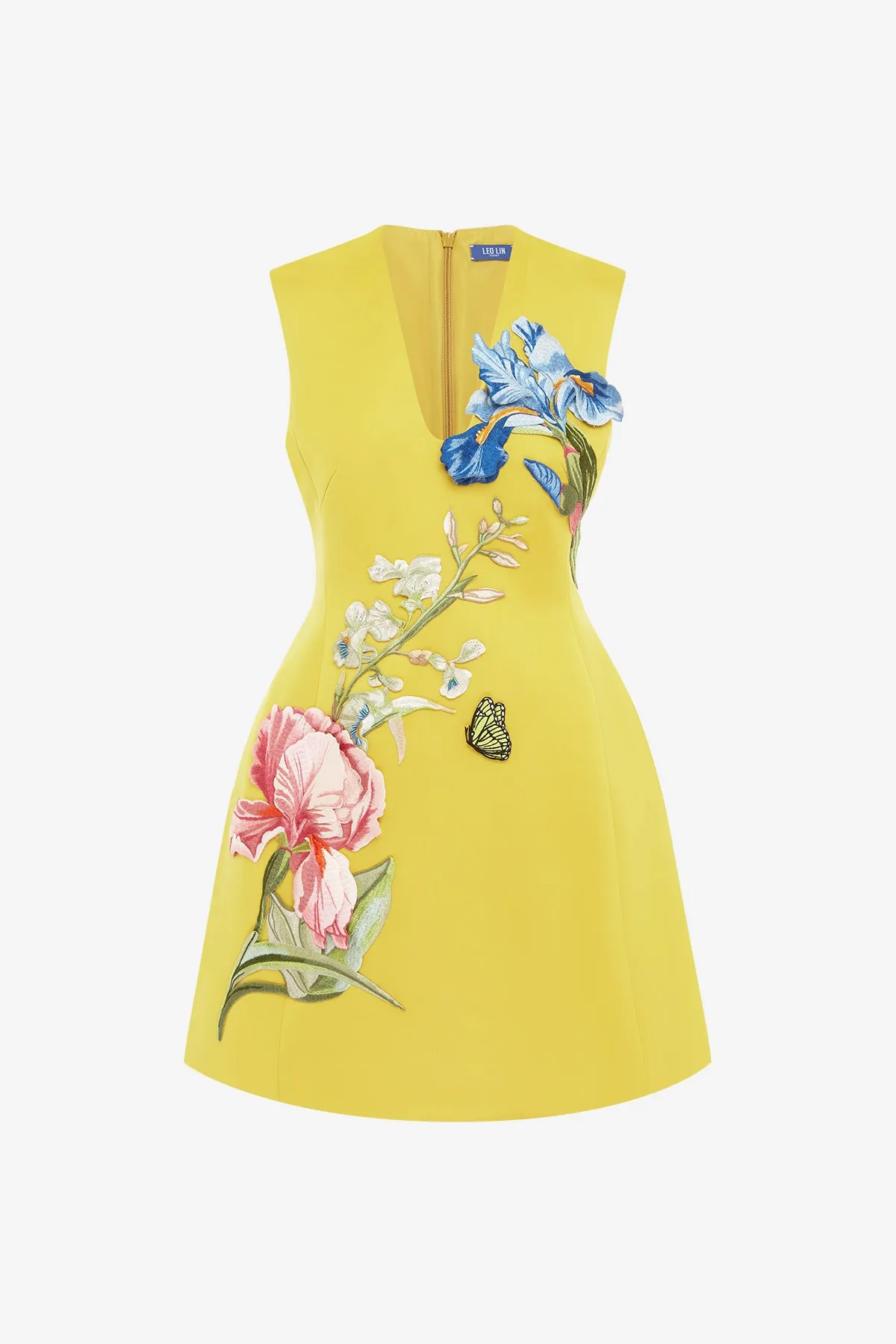 Bree V Neck Embroidery Mini Dress - Mustard sold by LEO LIN