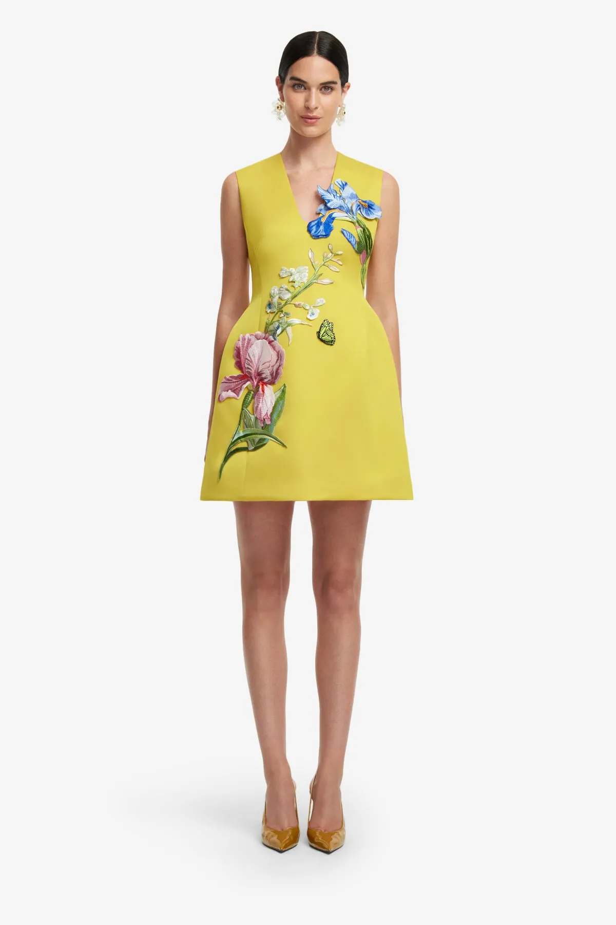 Bree V Neck Embroidery Mini Dress - Mustard sold by LEO LIN product image thumbnail 2