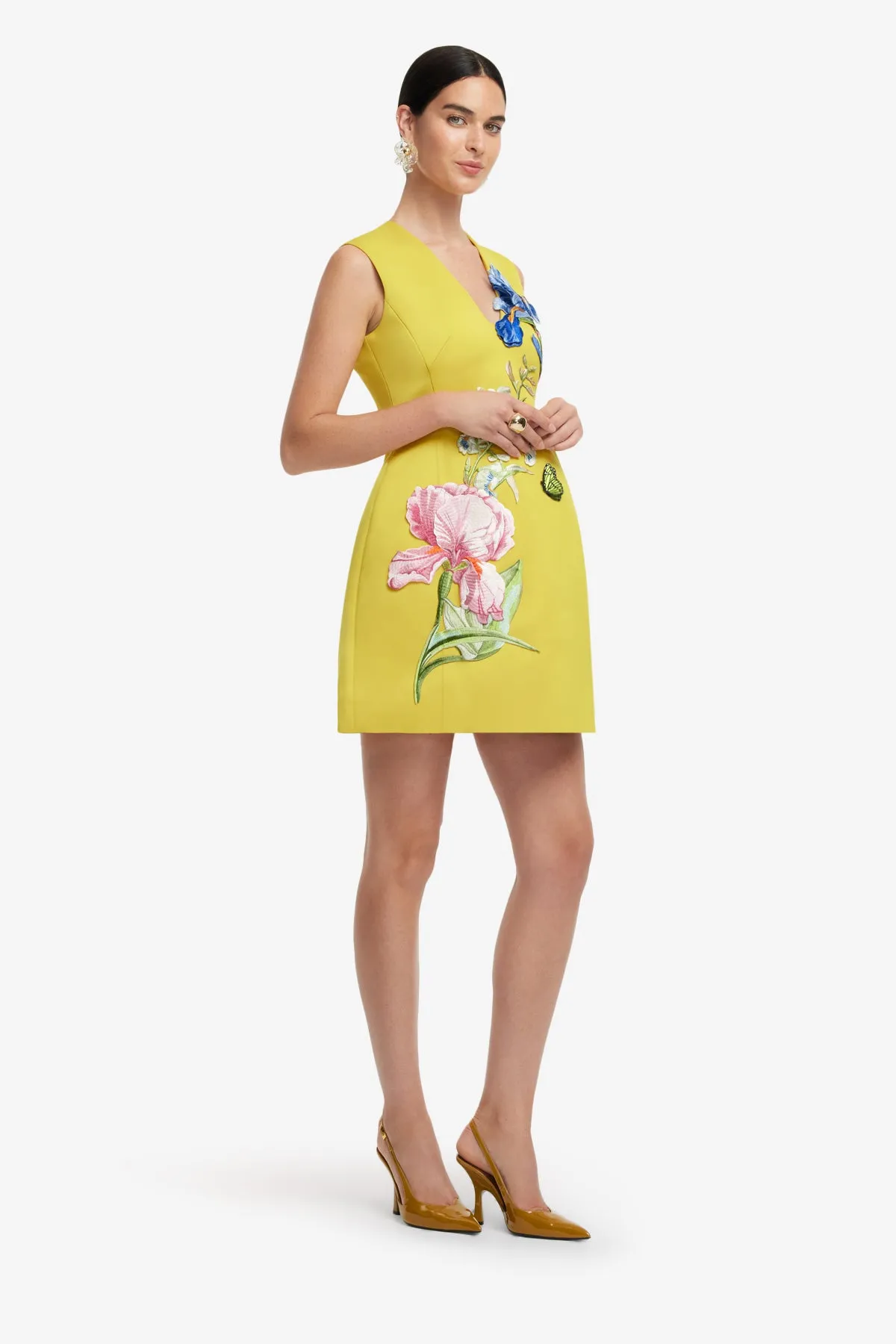 Bree V Neck Embroidery Mini Dress - Mustard sold by LEO LIN product image thumbnail 4