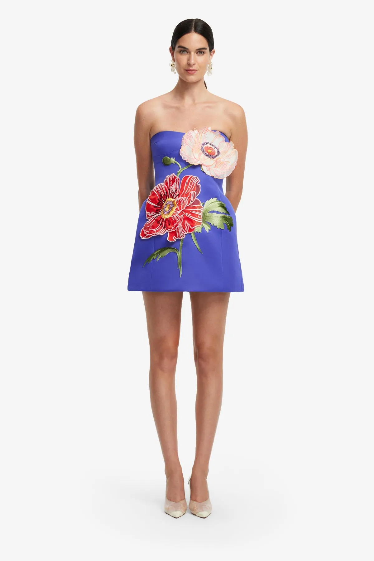 Rosario Appliqué Floral Bustier Mini Dress - Lapis sold by LEO LIN product image thumbnail 2
