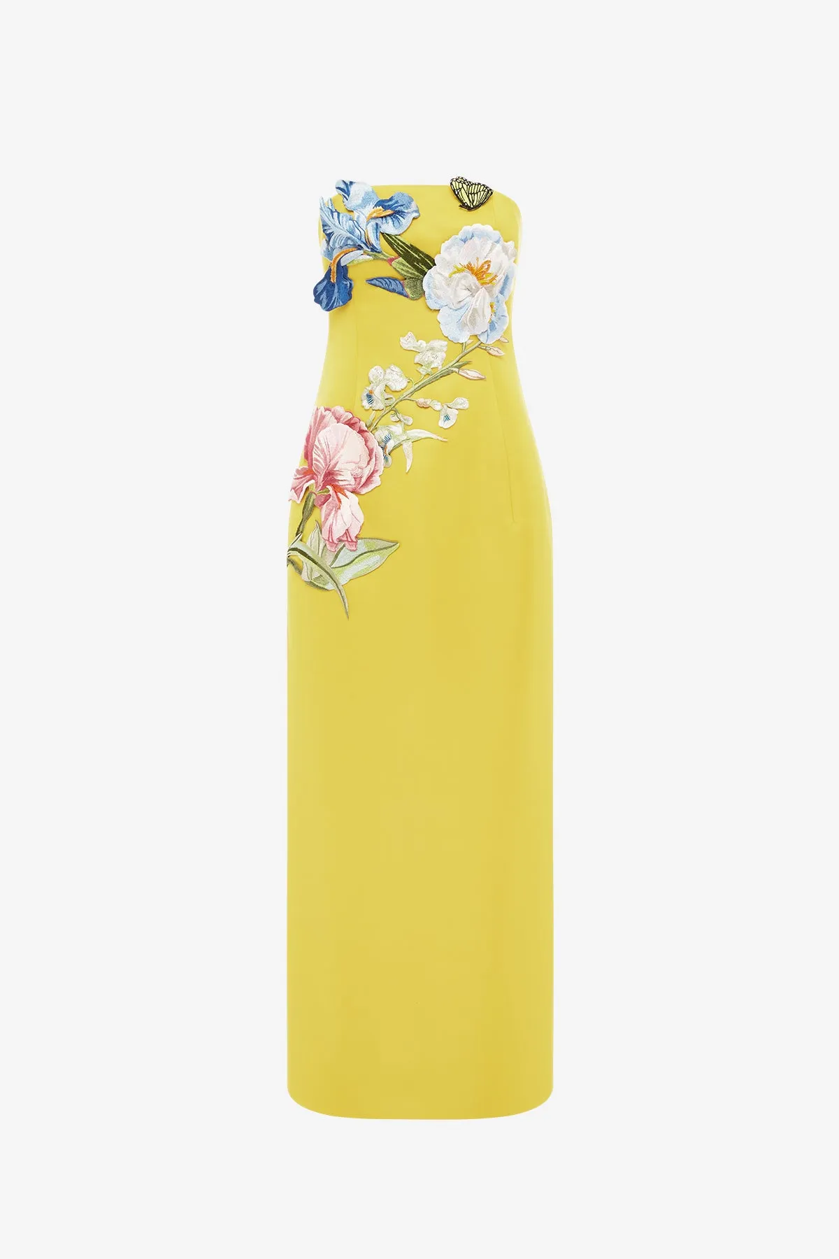 Rayna Appliqué Floral Bustier Maxi Dress - Mustard sold by LEO LIN