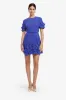 Aurelie Floral Appliqué Short Sleeve Mini Dress - Lapis sold by LEO LIN