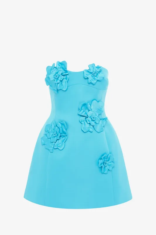 Rosario Petal Bustier Mini Dress - Aqua sold by LEO LIN