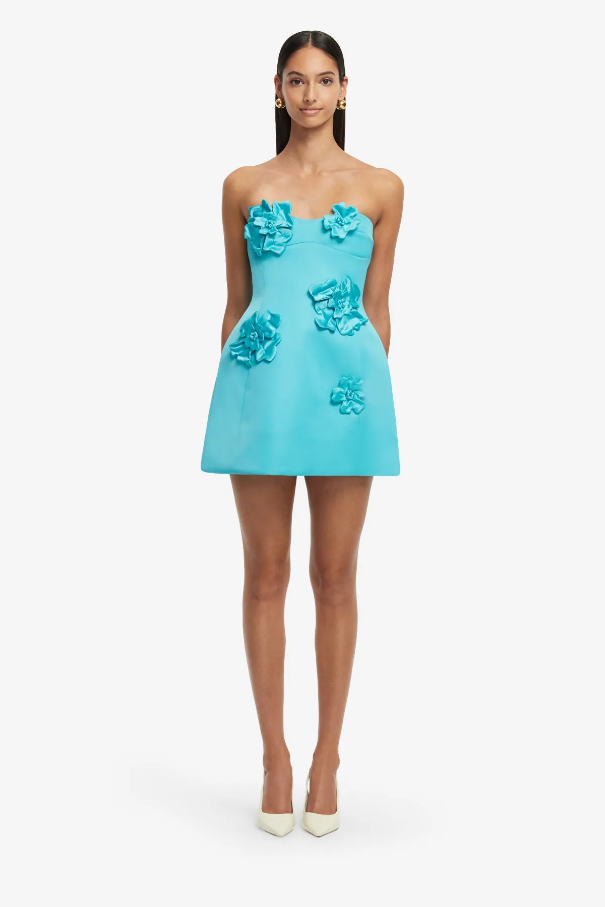 Rosario Petal Bustier Mini Dress - Aqua sold by LEO LIN product image thumbnail 2