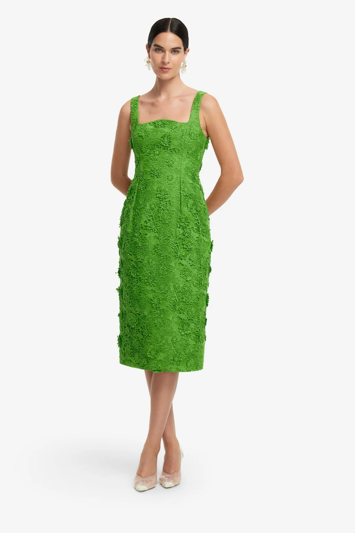 Larissa Lace Midi Dress - Fern sold by LEO LIN product image thumbnail 3