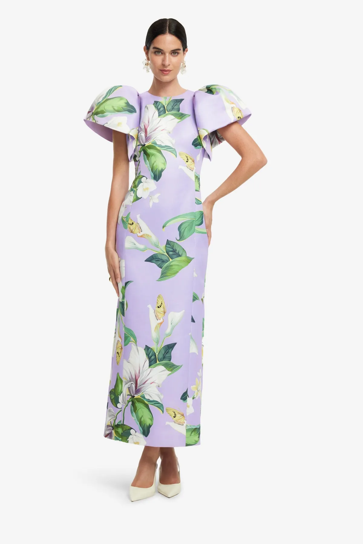 Lucinda Printed Maxi Dress - Lily Blossom in Lilac sold by LEO LIN product image thumbnail 3
