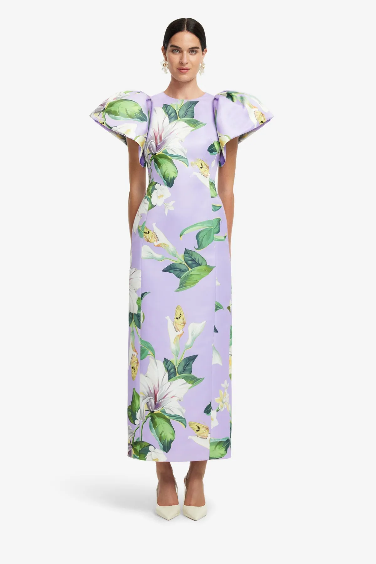 Lucinda Printed Maxi Dress - Lily Blossom in Lilac sold by LEO LIN product image thumbnail 2