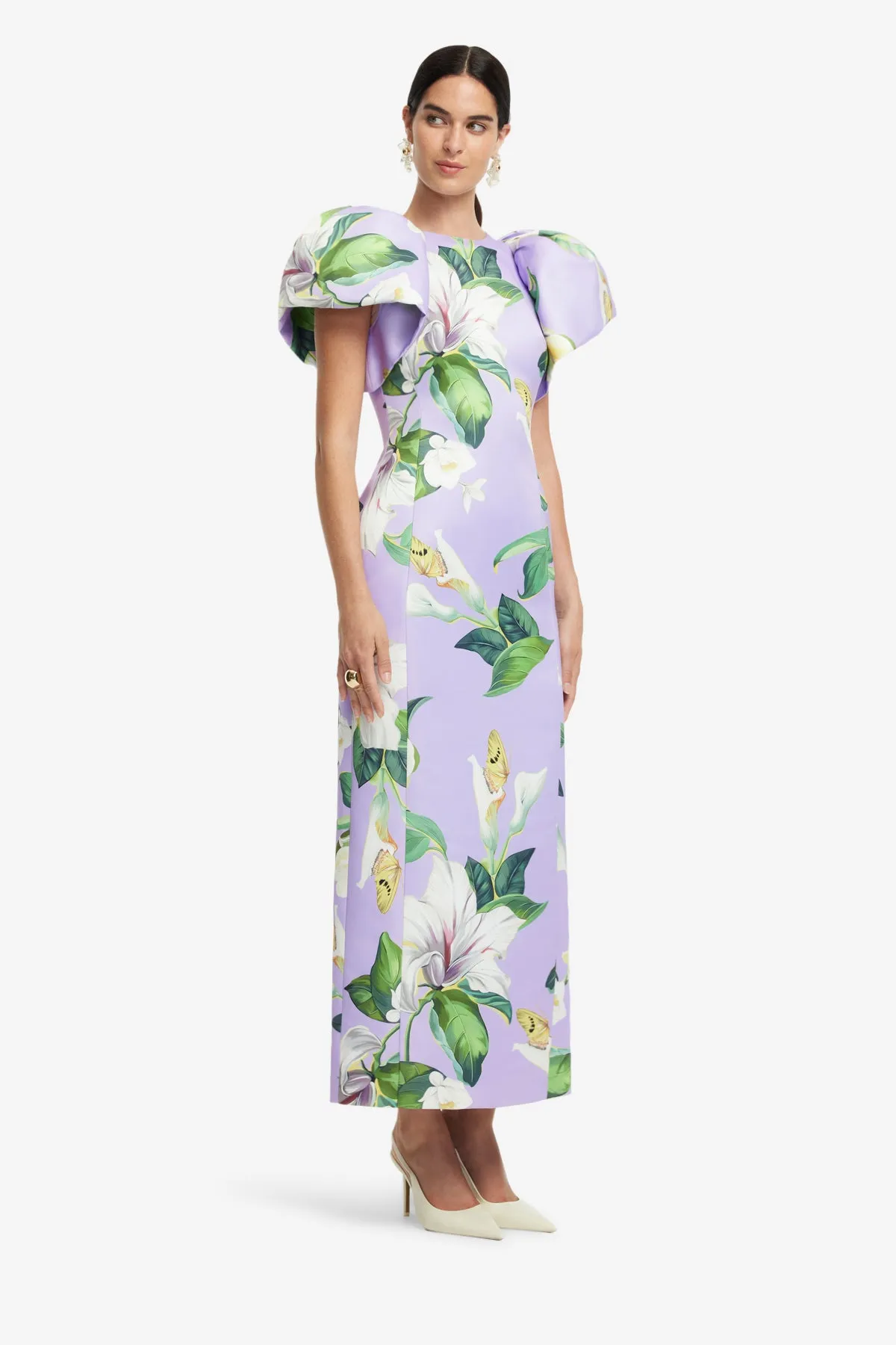 Lucinda Printed Maxi Dress - Lily Blossom in Lilac sold by LEO LIN product image thumbnail 4