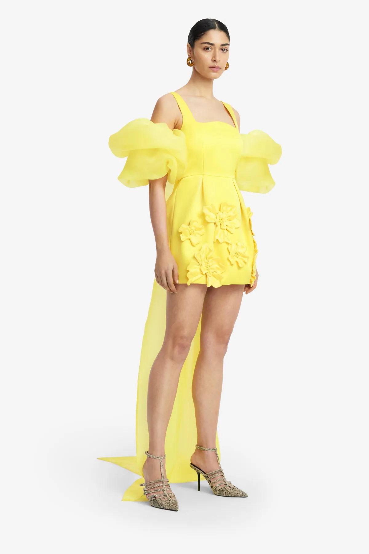 Leonora Organza Puff Sleeve Cape - Sunshine sold by LEO LIN product image thumbnail 4