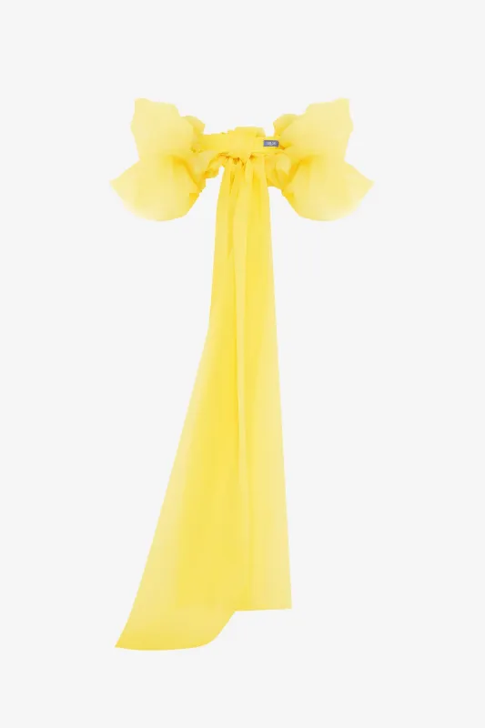 Leonora Organza Puff Sleeve Cape - Sunshine sold by LEO LIN