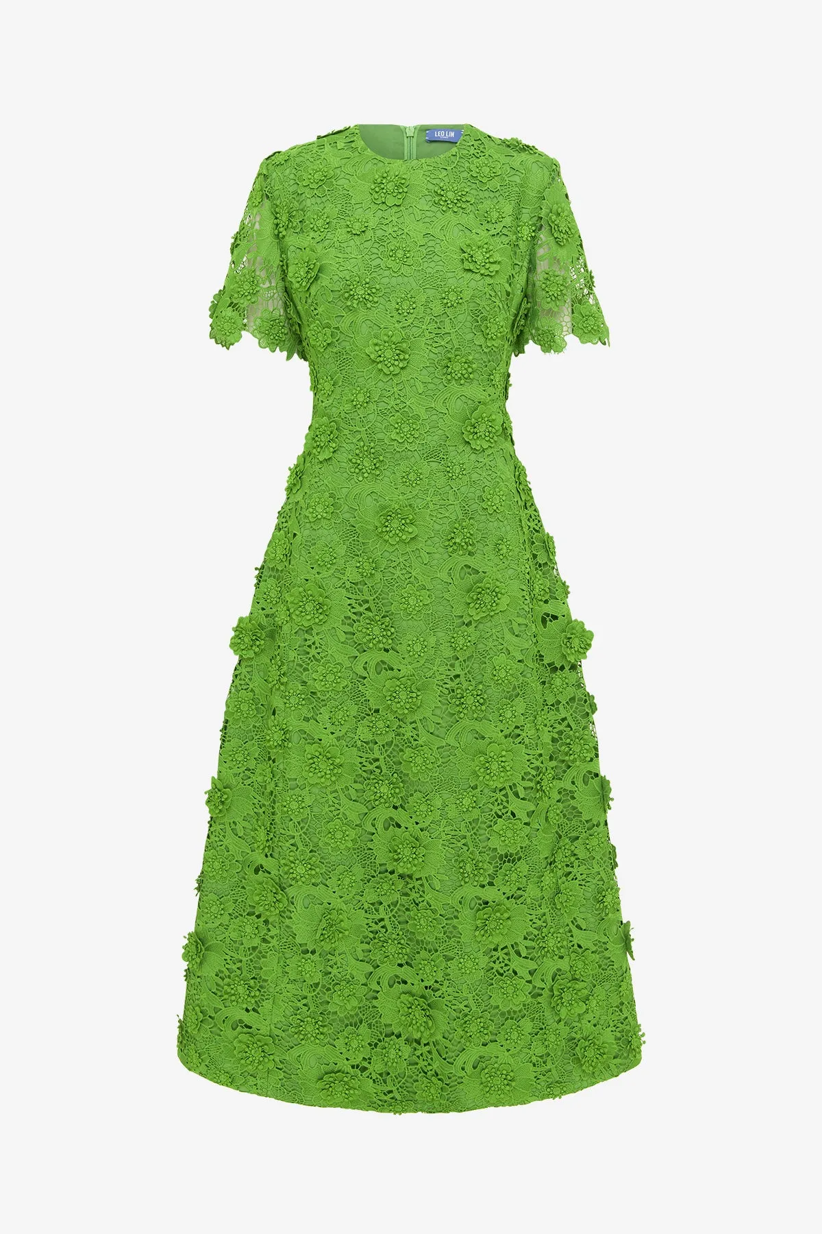 Caroline Lace Short Sleeve Midi Dress - Fern sold by LEO LIN