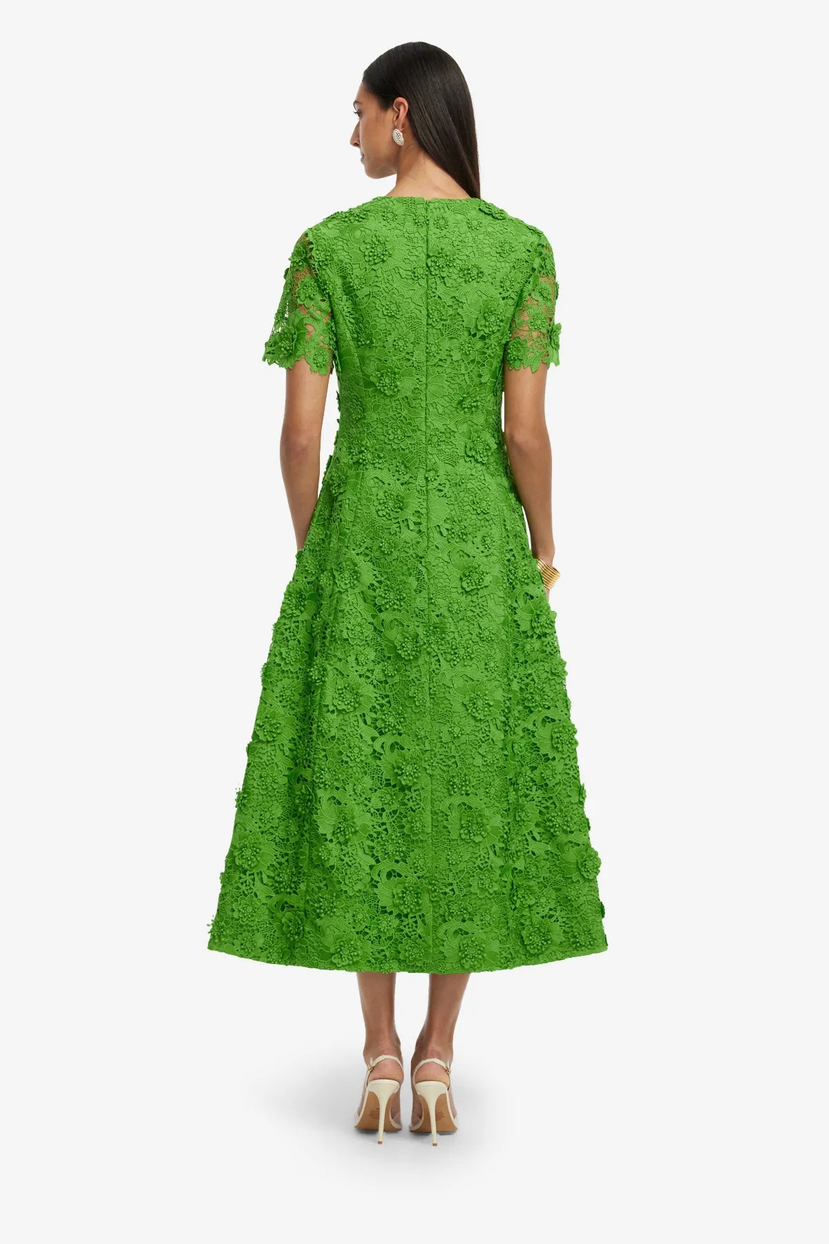 Caroline Lace Short Sleeve Midi Dress - Fern sold by LEO LIN product image thumbnail 5