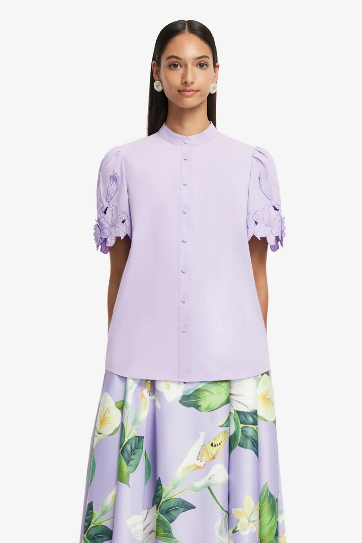 Amelie Appliqué Shirt Top - Lilac sold by LEO LIN product image thumbnail 2