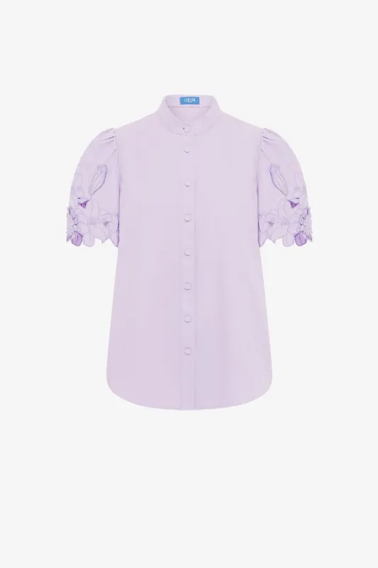 Amelie Appliqué Shirt Top - Lilac made by LEO LIN