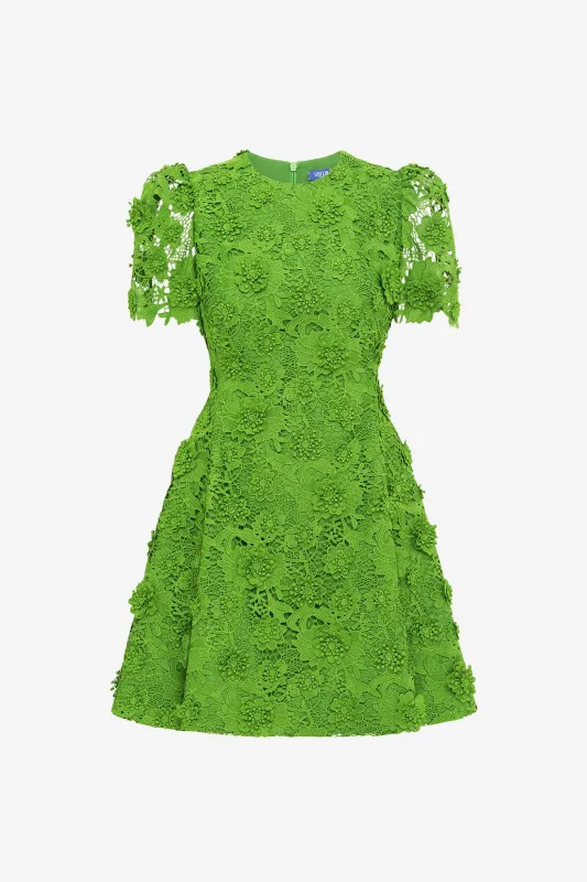 Elyse Lace Short Sleeve Mini Dress - Fern sold by LEO LIN