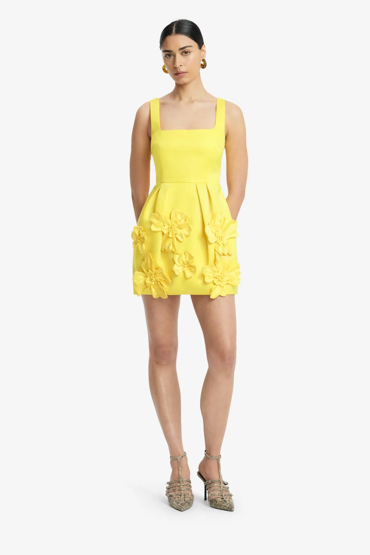 Piper Floral Appliqué Bell Shape Mini Dress - Sunshine sold by LEO LIN product image thumbnail 3