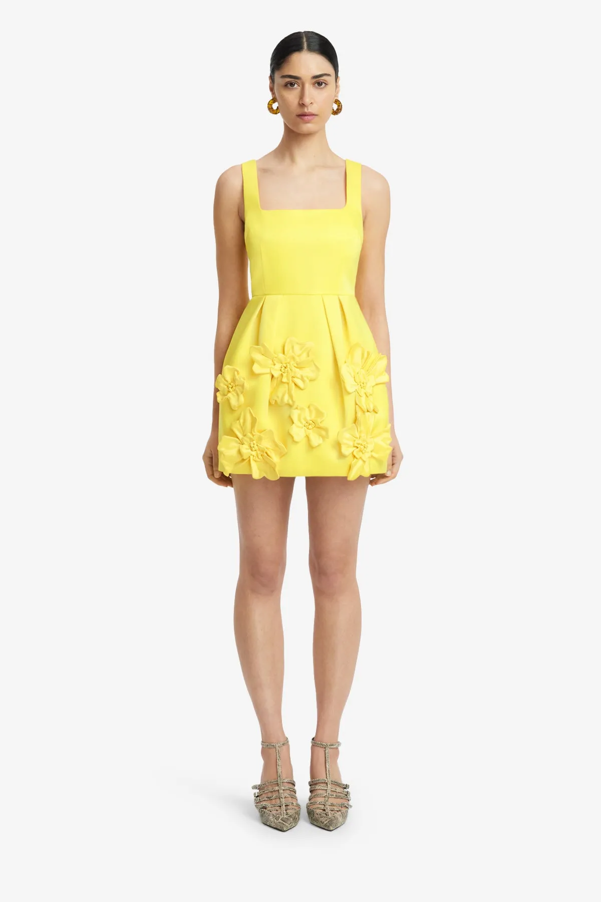 Piper Floral Appliqué Bell Shape Mini Dress - Sunshine sold by LEO LIN product image thumbnail 2