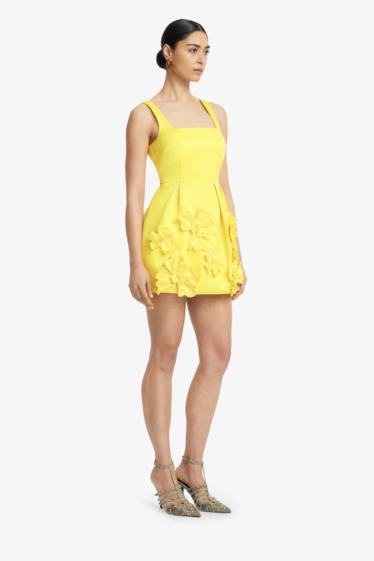 Piper Floral Appliqué Bell Shape Mini Dress - Sunshine sold by LEO LIN product image thumbnail 4