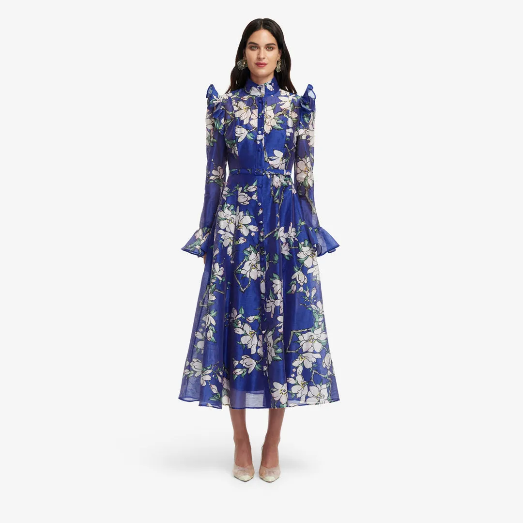 Katrina Butterfly Sleeve Midi Dress - Midnight Magnolia Print sold by LEO LIN product image thumbnail 2