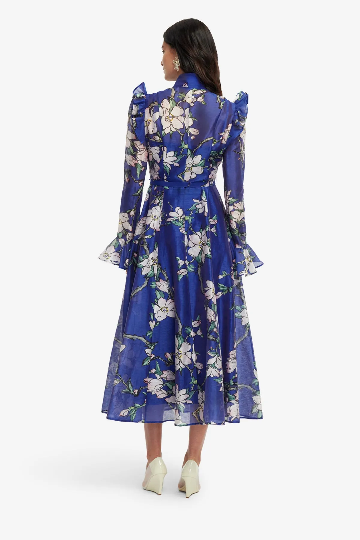 Katrina Butterfly Sleeve Midi Dress - Midnight Magnolia Print sold by LEO LIN product image thumbnail 5