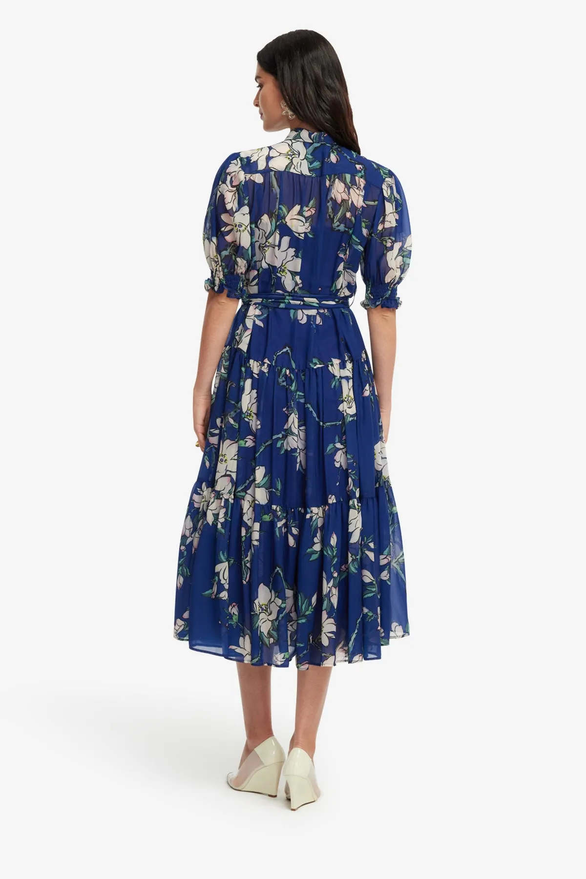 Ellie Bishop Sleeve Midi Dress - Midnight Magnolia Print sold by LEO LIN product image thumbnail 5