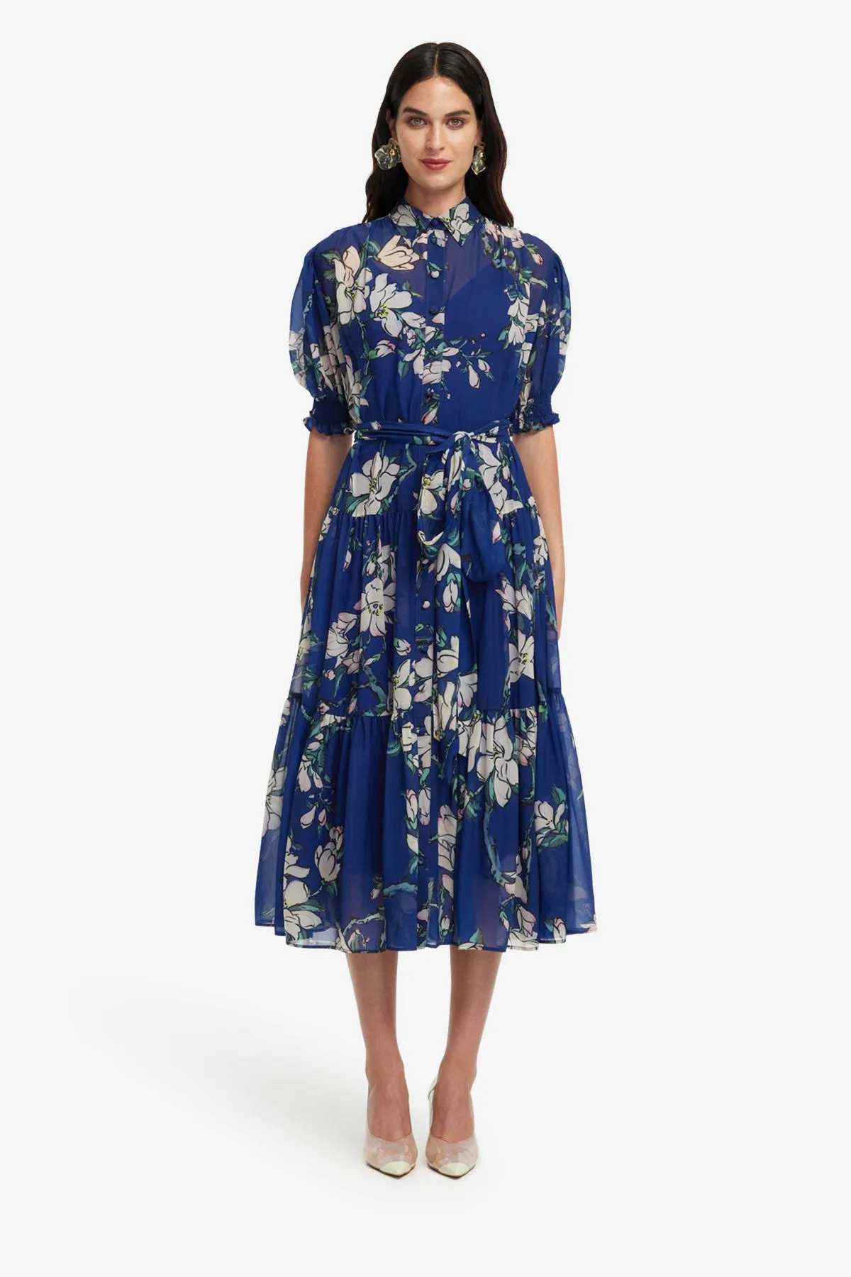 Ellie Bishop Sleeve Midi Dress - Midnight Magnolia Print sold by LEO LIN product image thumbnail 2