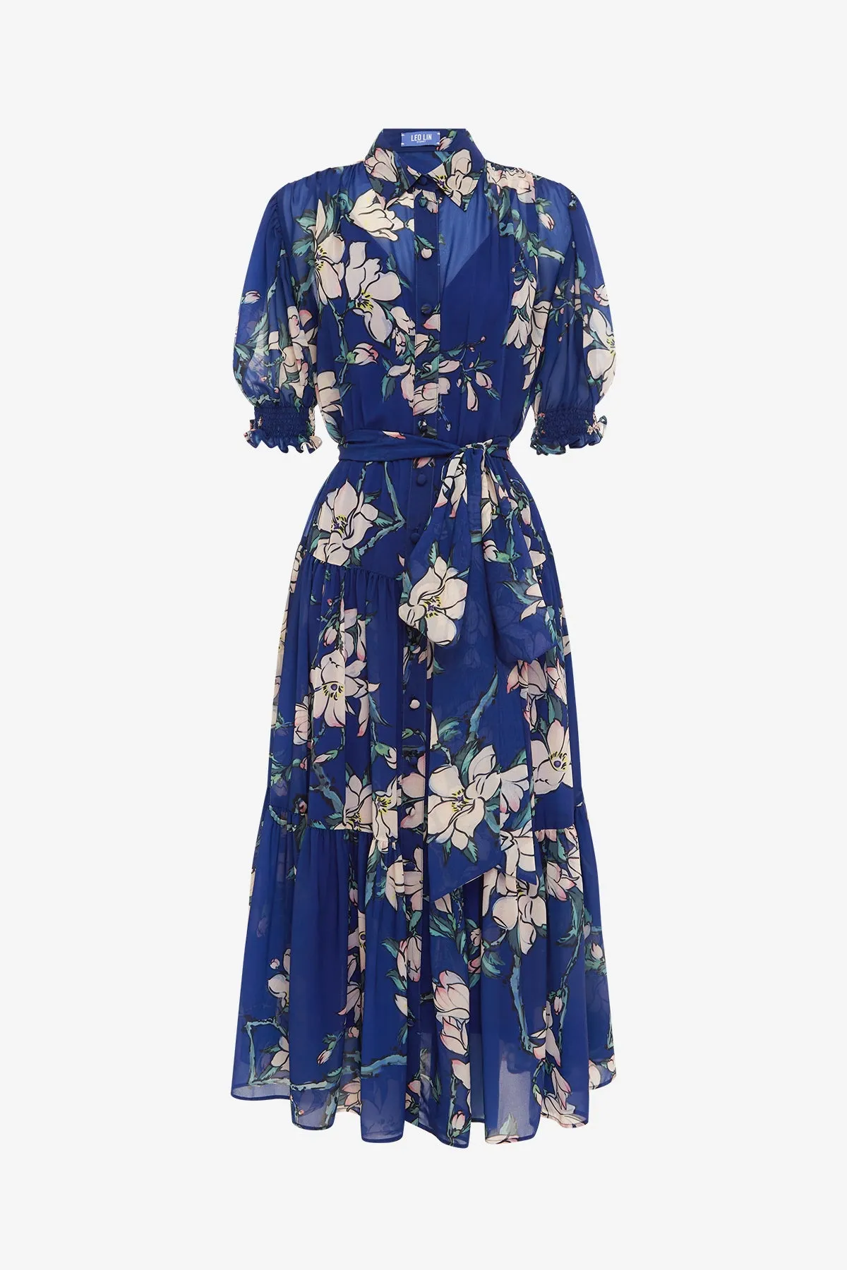 Ellie Bishop Sleeve Midi Dress - Midnight Magnolia Print sold by LEO LIN