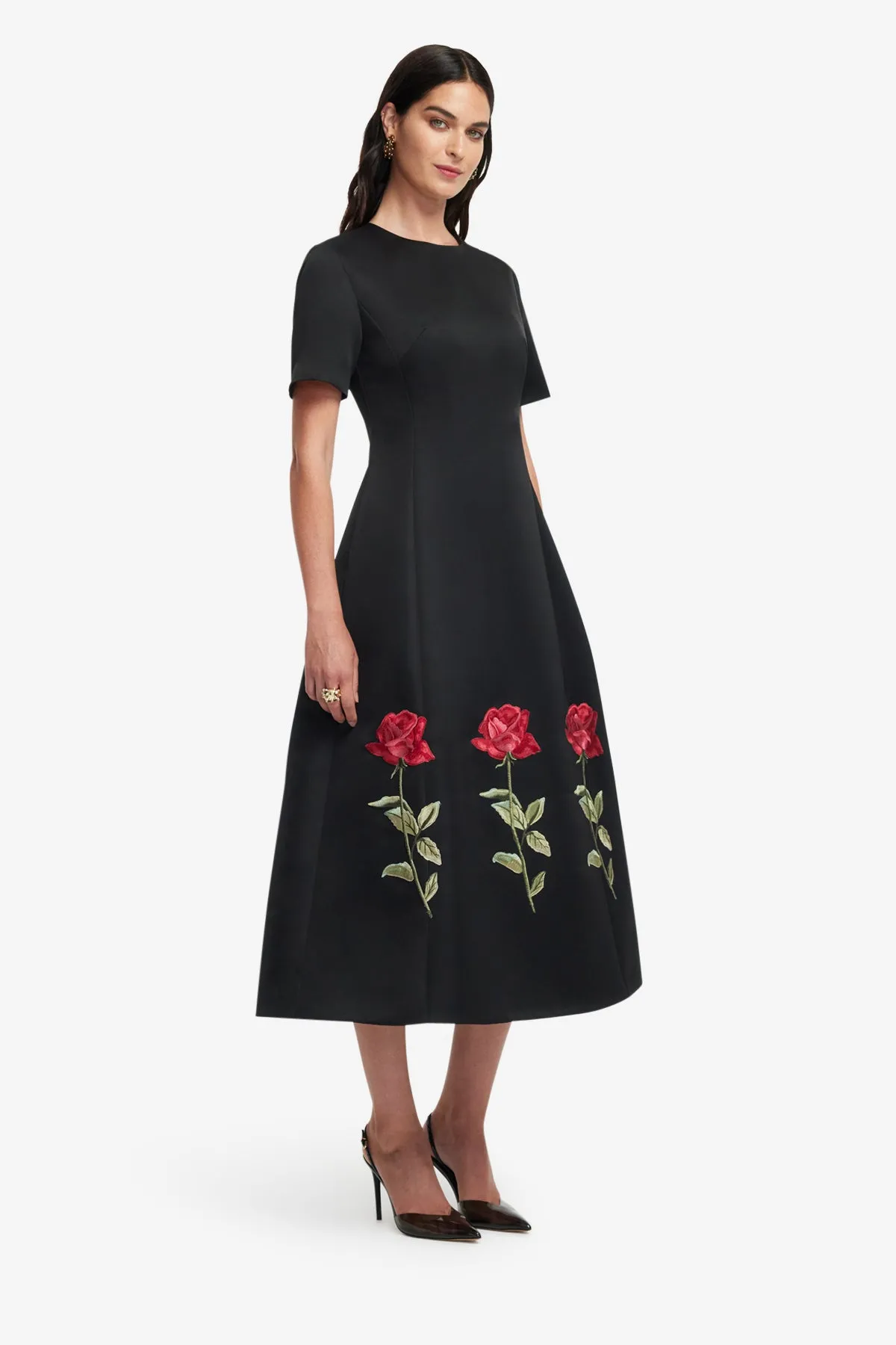 Caroline Embellished Rose Midi Dress - Ebony sold by LEO LIN product image thumbnail 4