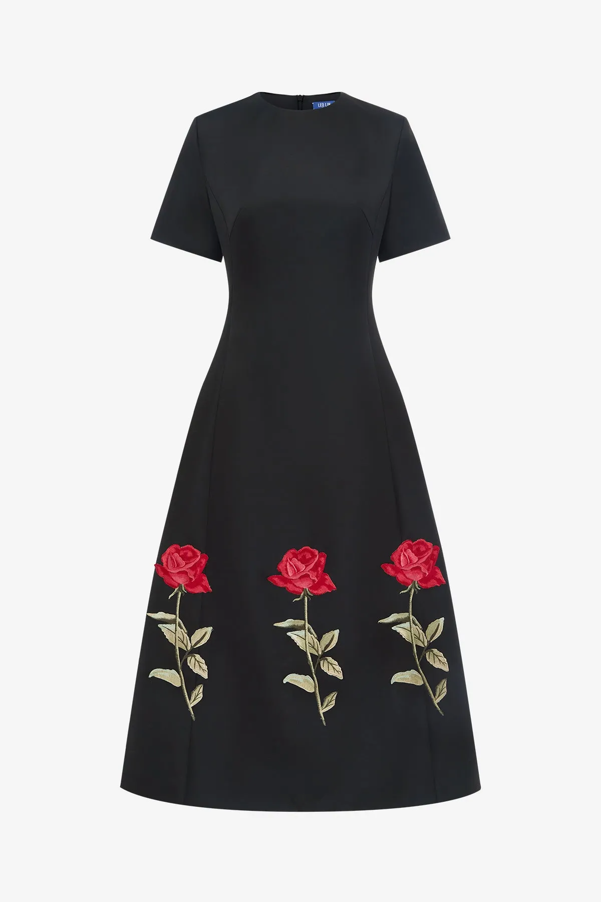 Caroline Embellished Rose Midi Dress - Ebony sold by LEO LIN