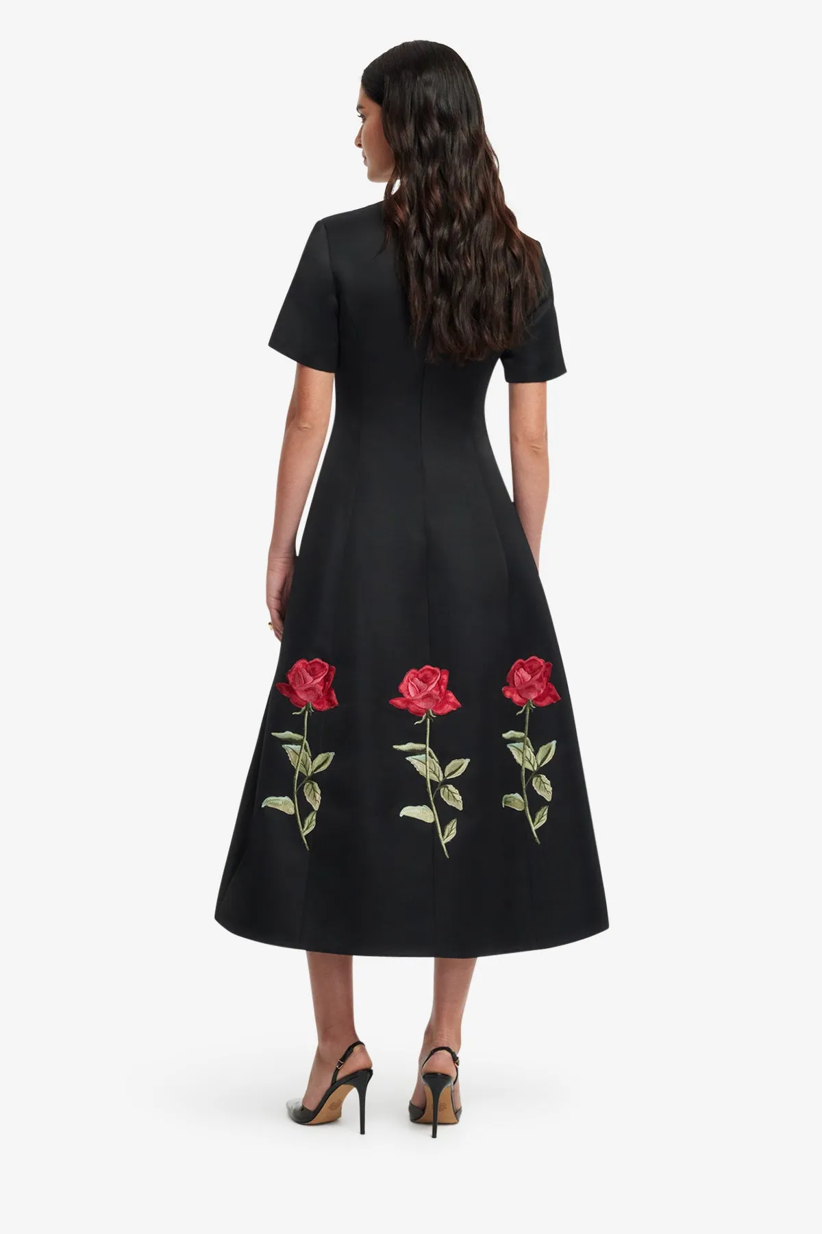 Caroline Embellished Rose Midi Dress - Ebony sold by LEO LIN product image thumbnail 5