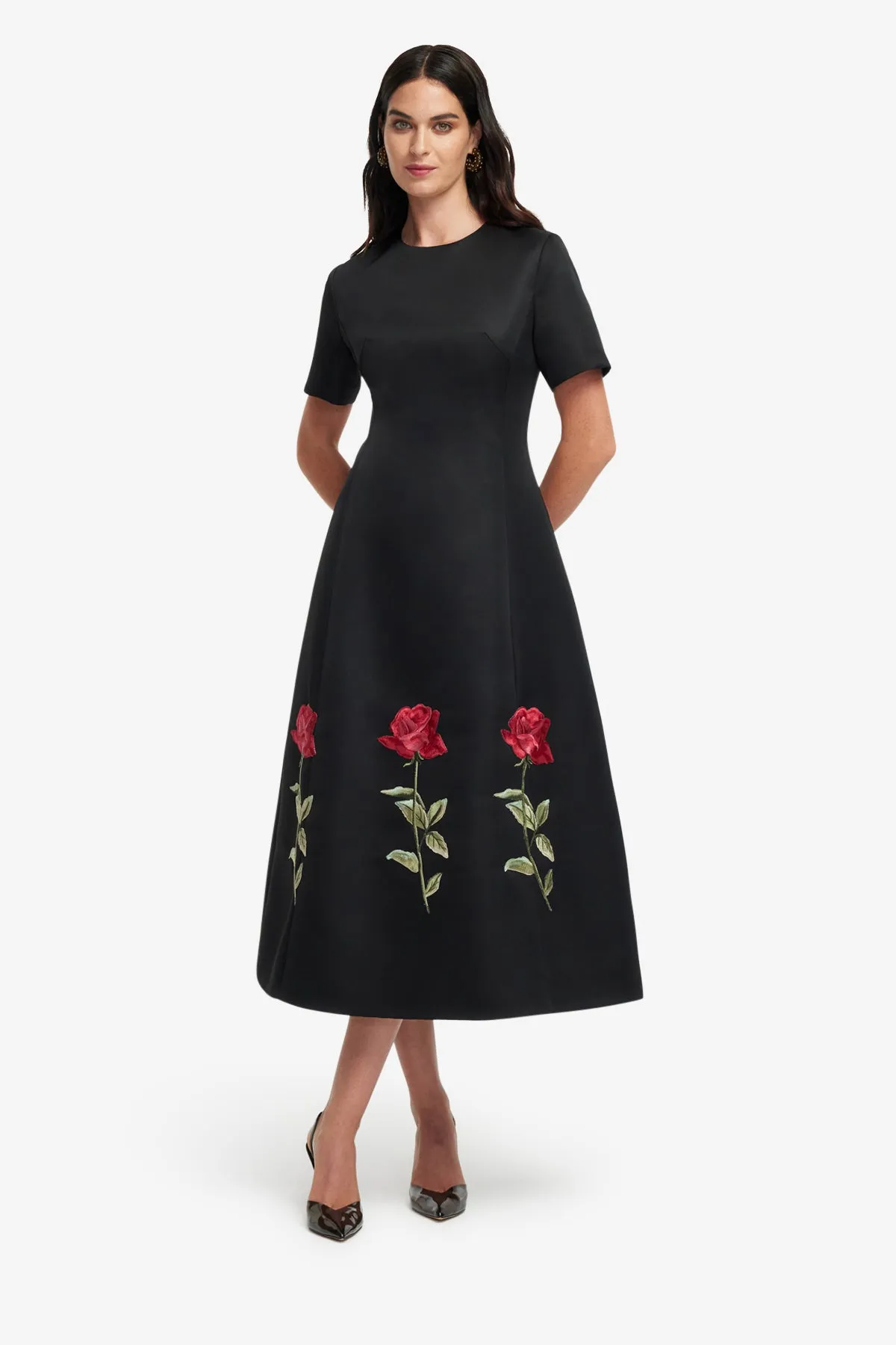 Caroline Embellished Rose Midi Dress - Ebony sold by LEO LIN product image thumbnail 3