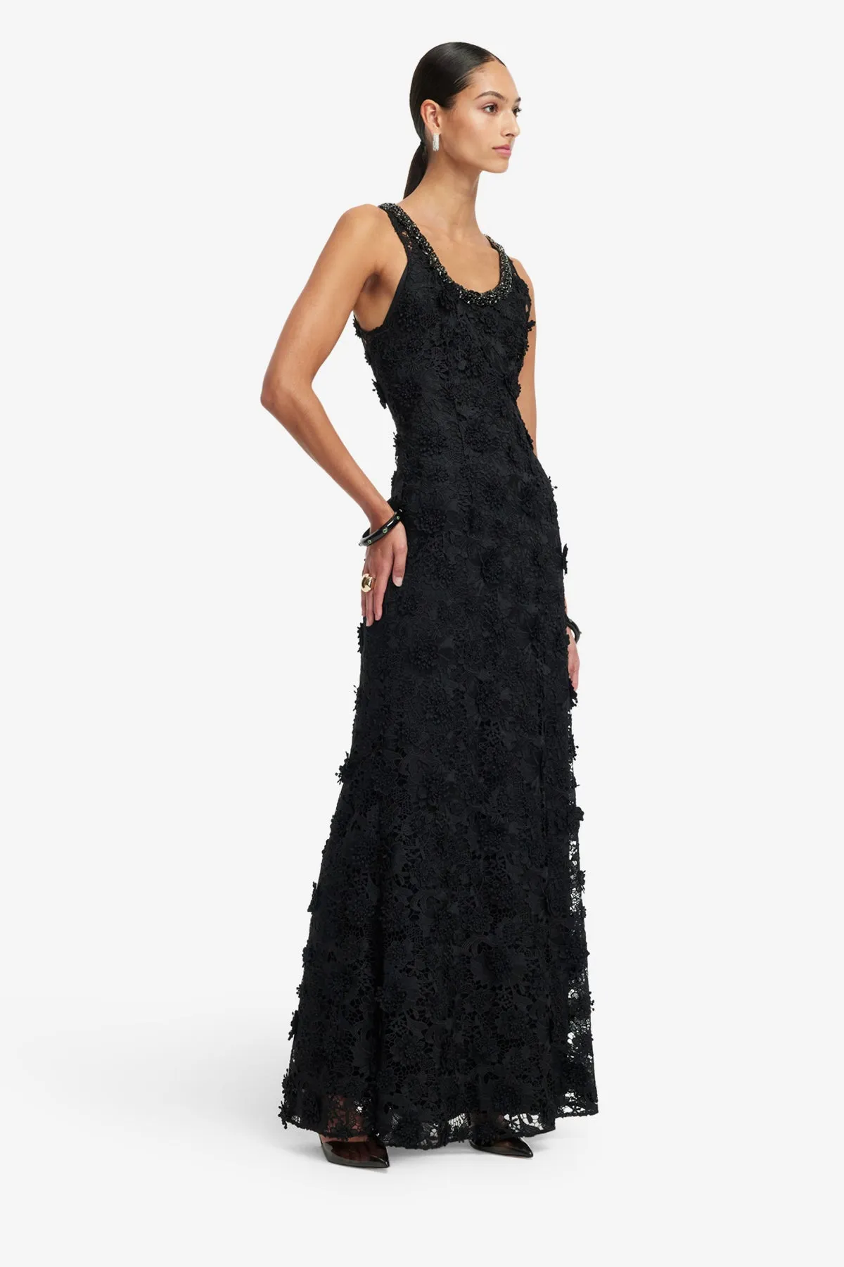 Helena Lace Embellished Maxi Dress - Ebony sold by LEO LIN product image thumbnail 4