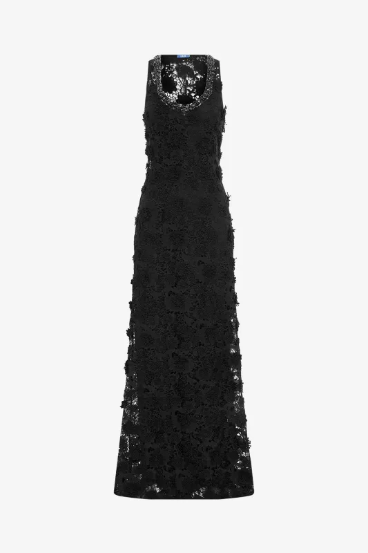 Helena Lace Embellished Maxi Dress - Ebony sold by LEO LIN