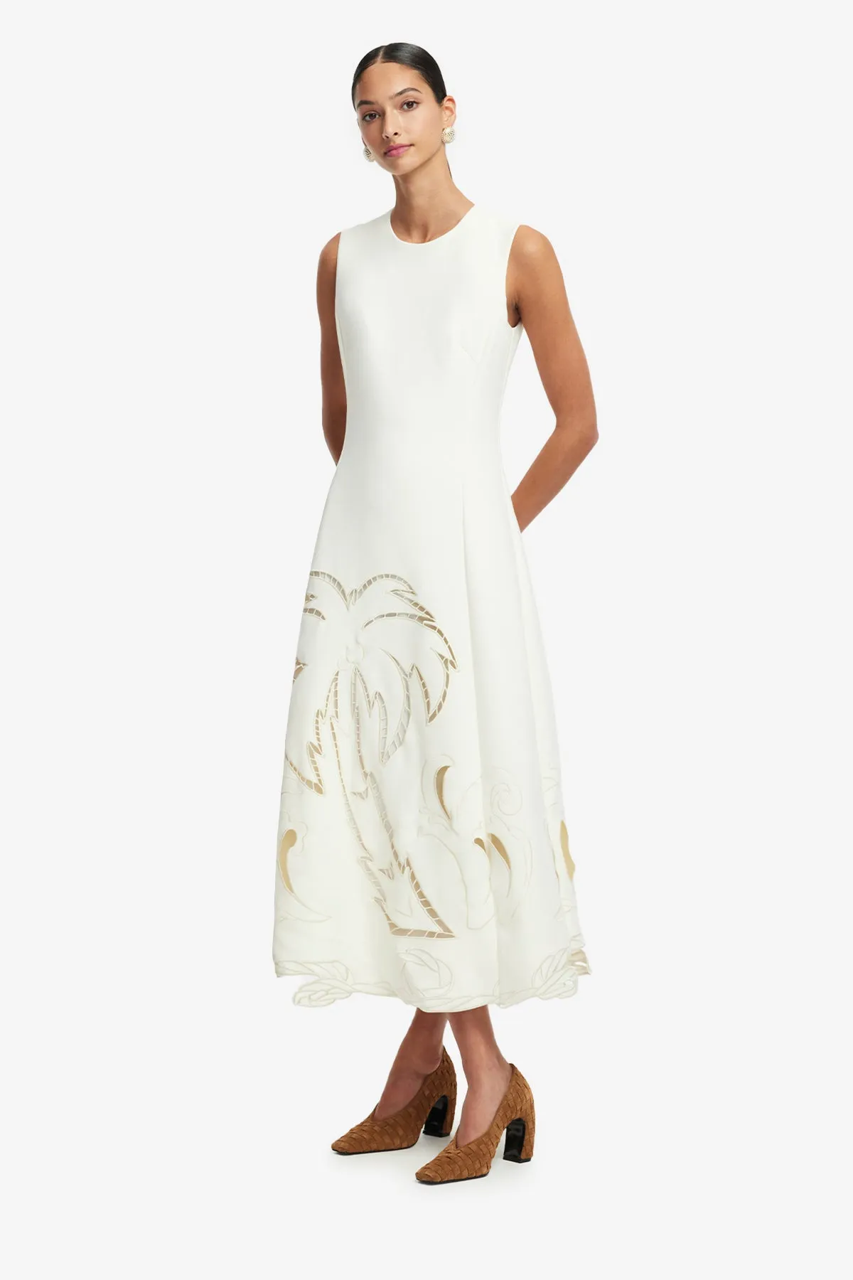 Cleo Appliqué Sleeveless Midi Dress - Vanilla sold by LEO LIN product image thumbnail 3