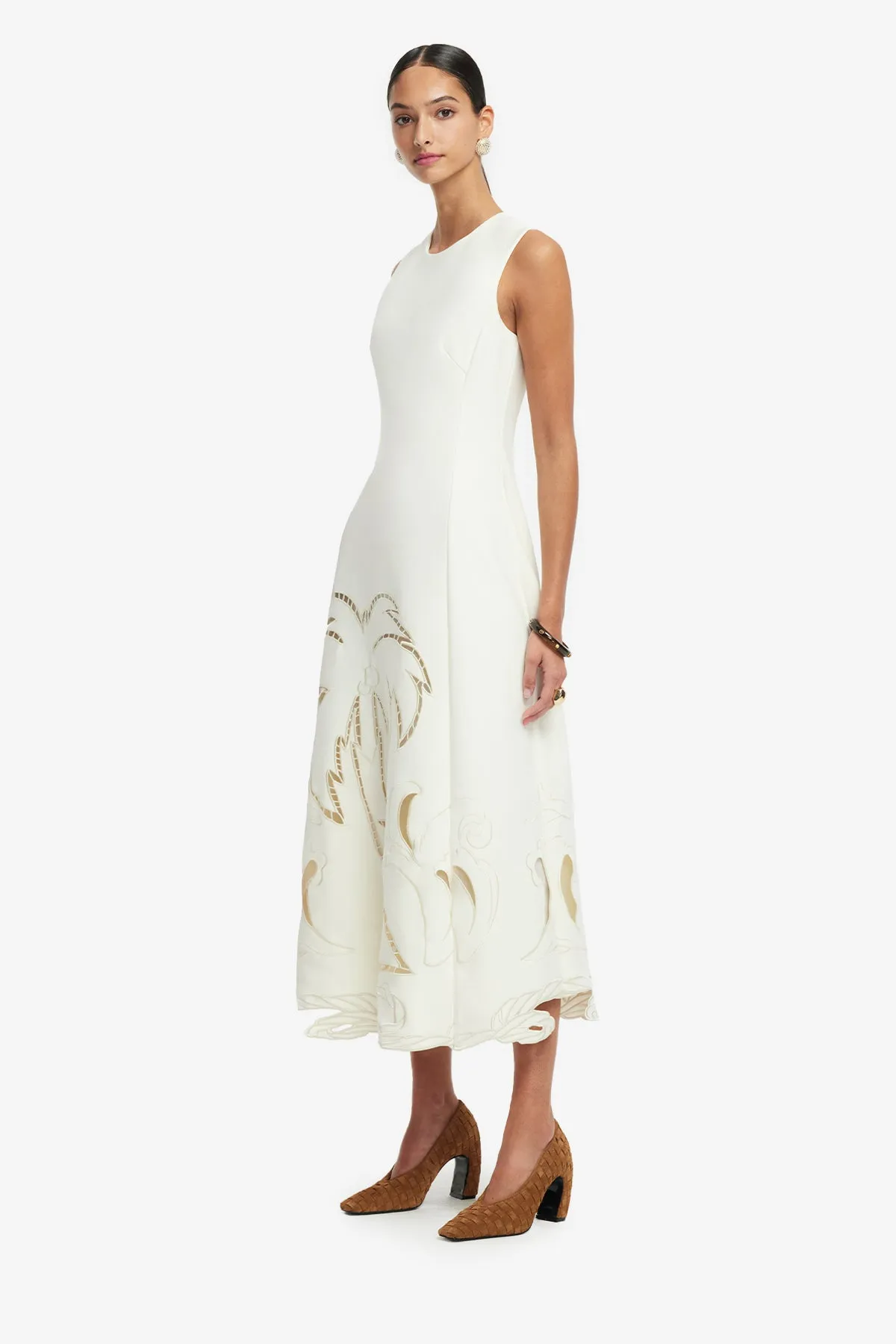 Cleo Appliqué Sleeveless Midi Dress - Vanilla sold by LEO LIN product image thumbnail 4
