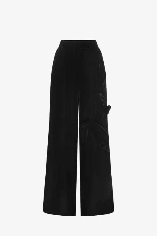 Elisha Velvet Wide Leg Pants - Ebony sold by LEO LIN