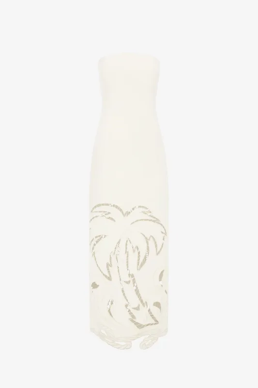 Rayna Appliqué Bustier Maxi Dress - Vanilla sold by LEO LIN