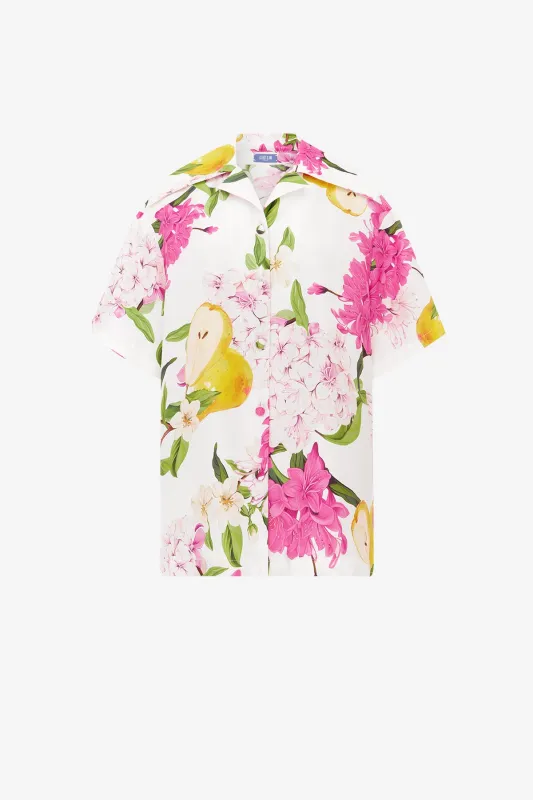 Casey Silk Button Shirt - Floral Pear Print sold by LEO LIN
