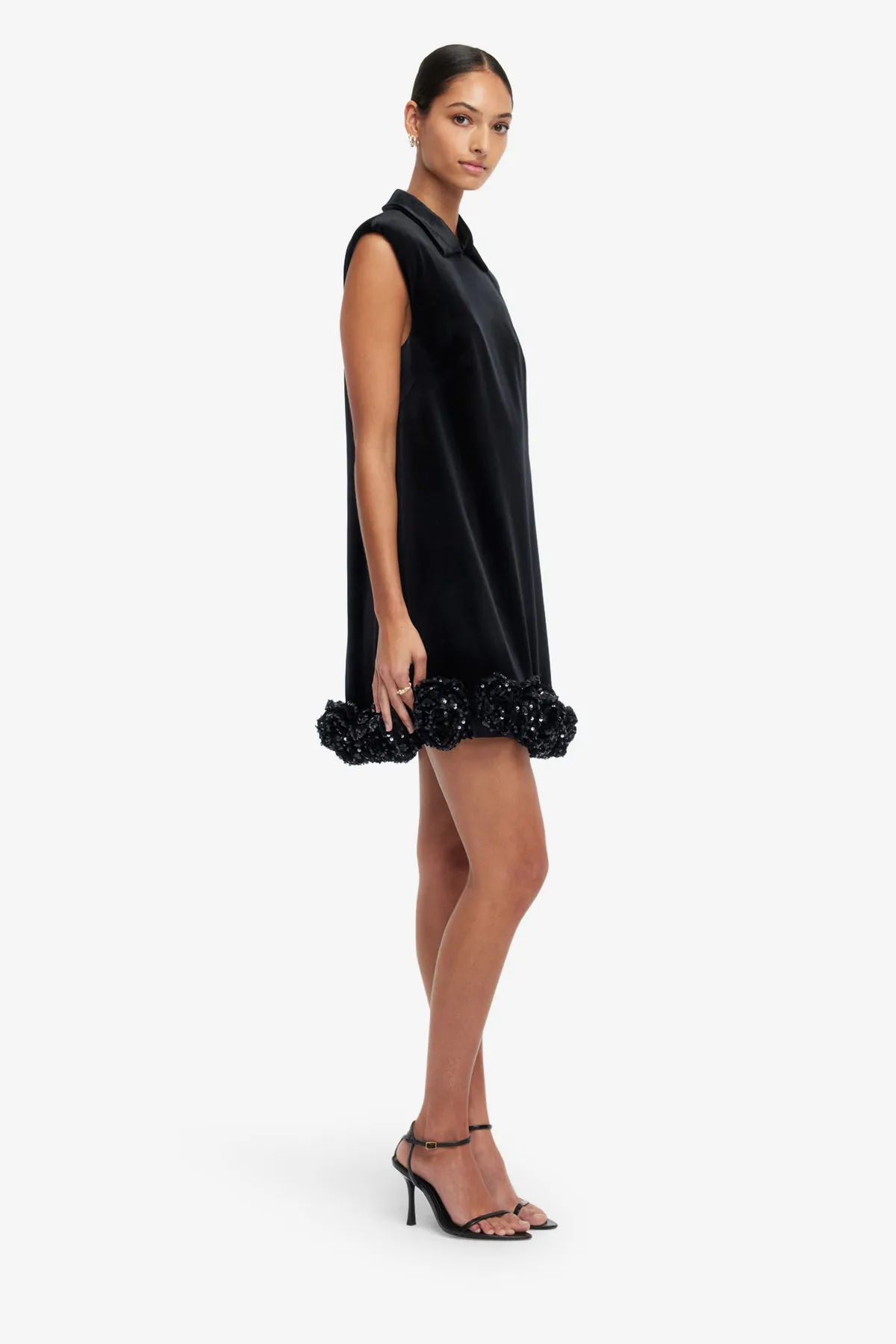 Lingyu Velvet Embellished Mini Dress - Ebony sold by LEO LIN product image thumbnail 4